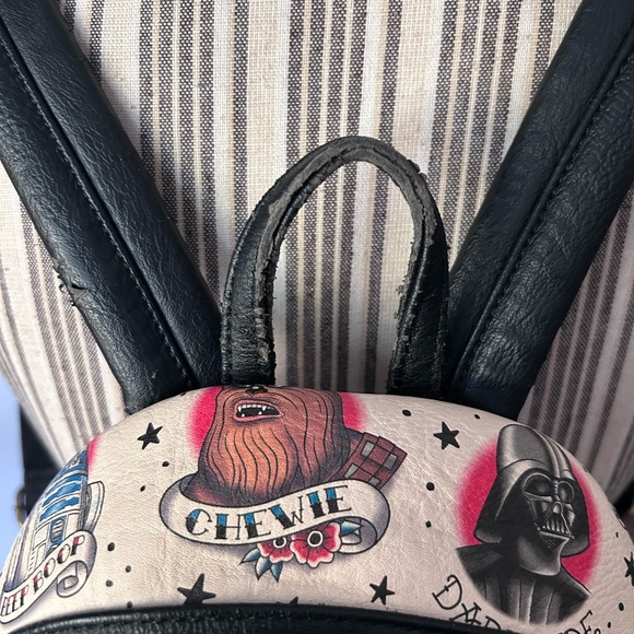 Loungefly x Star Wars Sailor Jerry Tattoo Style Backpack in Cream & Black - Picture 5 of 11